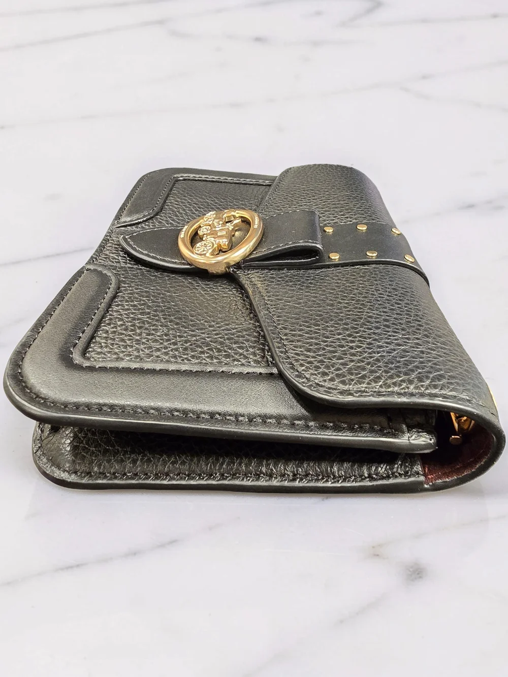 Coach Georgie Crossbody Bag with Rivets Black Leather GUC